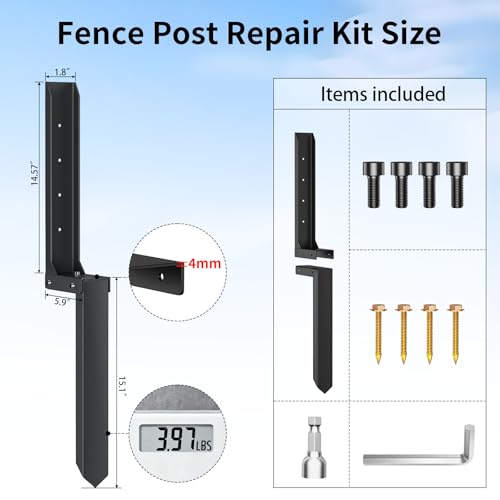 Fence Post Repair Kit, H-Shaped Anchor Spike for Tilted Wood Post - Image 3