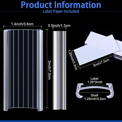 Yulejo 150 Pieces Wire Shelf Label Holders Wire Label Holder Plastic Shelf Tags for Shelving Clips with Paper Inserts, Compatible with 1-1/4 Inch Shelves
