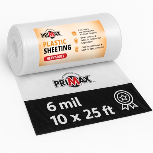 PRIMAX Opaque 6 Mil Plastic Sheeting Roll 10' x 25' Heavy Duty - Image 2