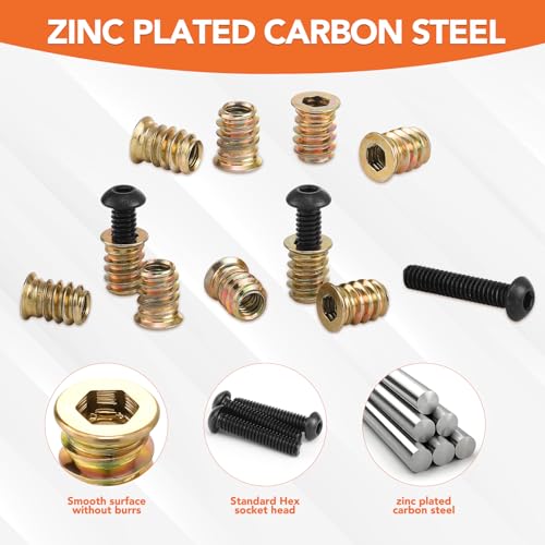 Hapric 120 Pcs 1/4-20 Threaded Inserts for Wood Kit, Wood - Image 4