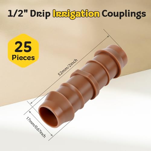 1/2" Drip Irrigation Barbed Coupling Fitting, 25 Pack Drip - Image 3