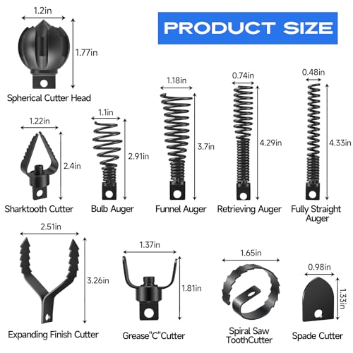 10-Piece Drain Snake Drill Attachment, Cutters Tackle Any - Image 3