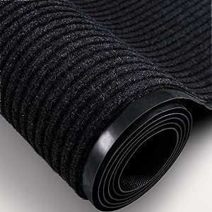 TANYOYO 2' X 4' Commercial Grade Door Floor Mat Brush Step Entrance Mat Vinyl Backed Utility Doormat Heavy Duty Floor Mat Commercial Outdoor Carpet Indoor Entrance Rugs，Black