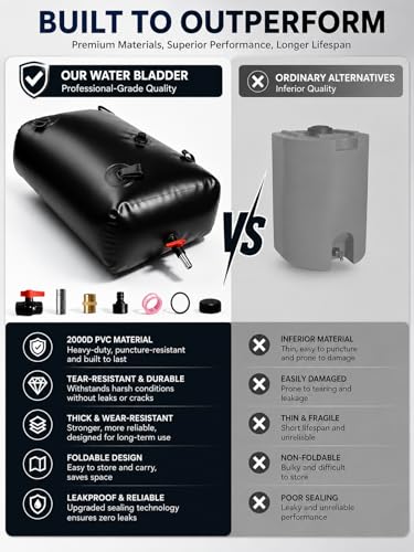 100 Gallon Water Bladder Tank, 2000D PVC Portable Water - Image 5