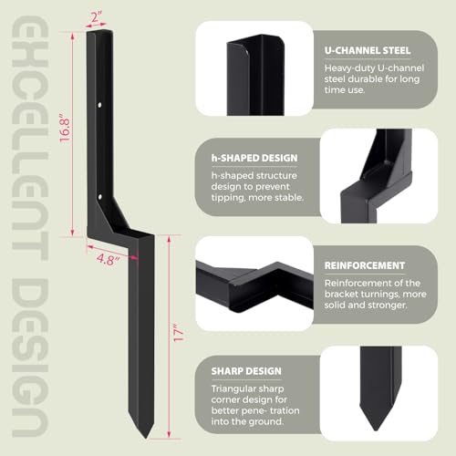 Fence Post Repair Kit, Heavy Duty Steel Ground Anchor Spike - Image 3