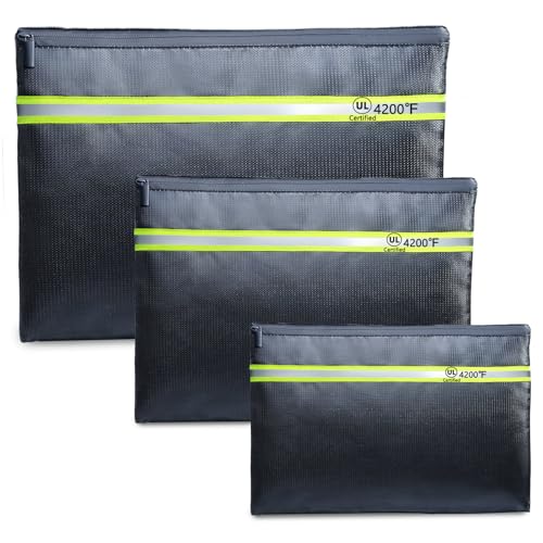 Fireproof Document Bag – 3 Pack (15" x 11", 13" x 9.7" - Image 2