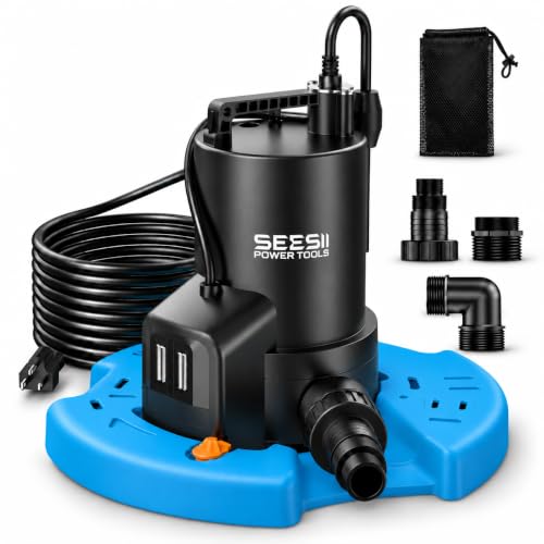 SEESII Automatic Pool Cover Pump, 1/3 HP 3035 GPH - Image 2