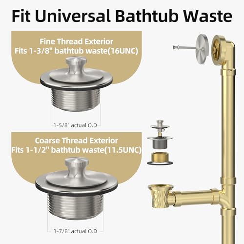 Brushed Nickel Bathtub Drain, Hair Catcher and 2-Hole - Image 5