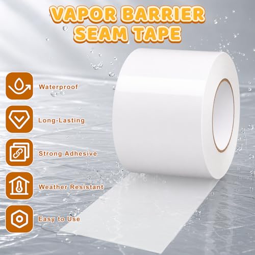 2 Roll Vapor Barrier Tape 4" x 180 ft (Each), 9 Mil Polyethylene - Image 4