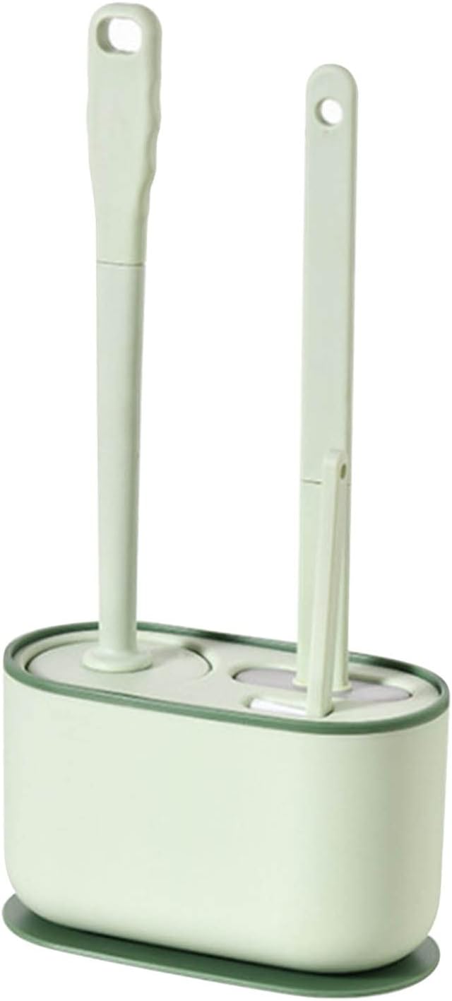 Cyrank Toilet Brush and Holder, Toilet Bowl Brush with Caddy Bathroom Stiff Bristles Toilet Scrub Brush Toilet Bowl Brush Holder Set Deep Cleaning Toilet Cleaner Scrubber Under Rim(Greens)