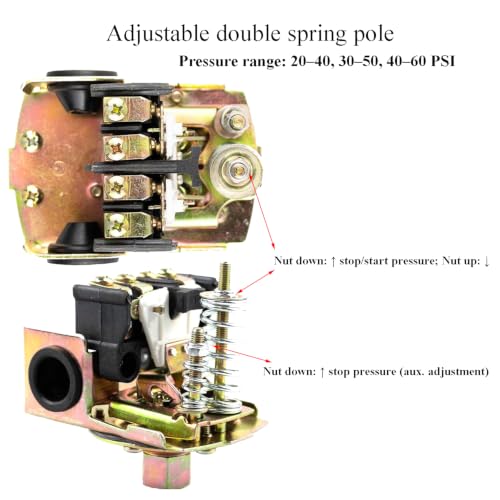 2 Pack Pressure Switch for Well Pump, Adjustable Differential - Image 5
