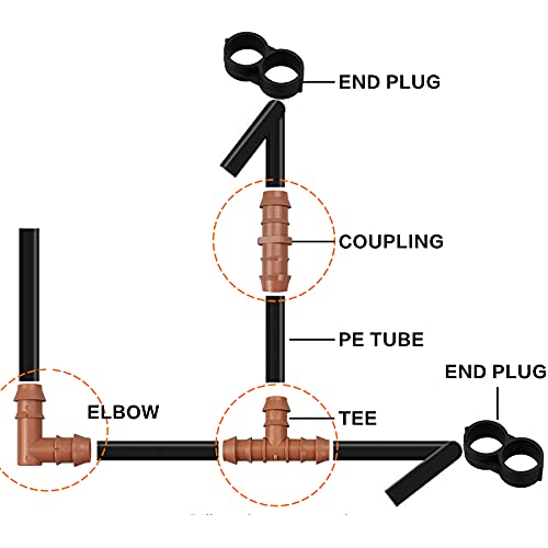 Irrigation Fittings Kit for 1/2"(.600" ID) Tubing,20 Pieces Set-8 - Image 5