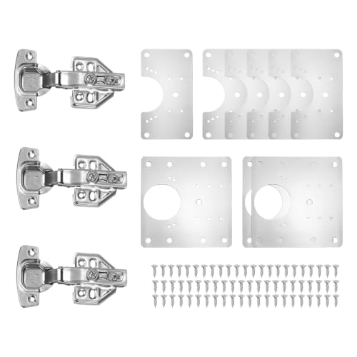 uxcell 12Pcs Cabinet Hinge Repair Plate Kit 90x50mm C-Type - Image 2