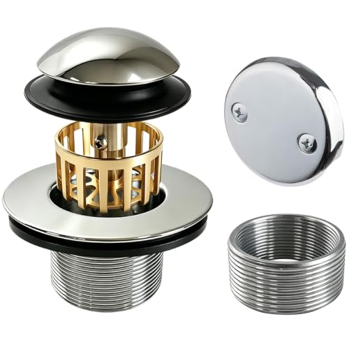 Tub Drain and Overflow Kit, Pop-Up Stopper with Hair Catcher - Image 2