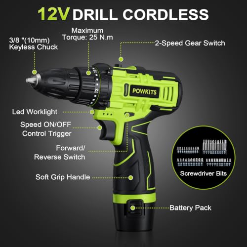 12V Cordless Drill Tool Set, 25+1 Torque Setting - Image 4