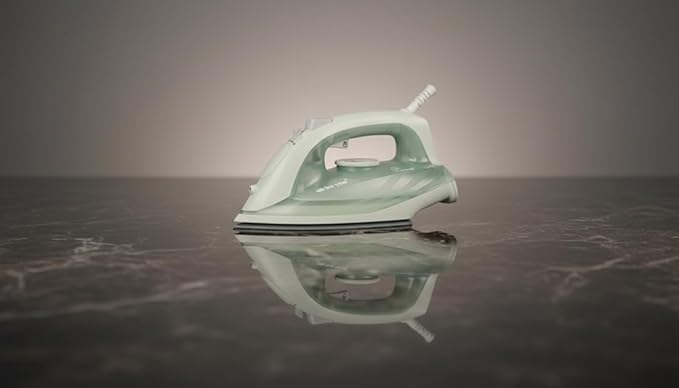 J&V TEXTILES Steam Iron with Ceramic Soleplate, Adjustable Temperature Control, Burst Steam Function, Anti-Calc System, Self-Clean Feature for All Fabrics (Green)