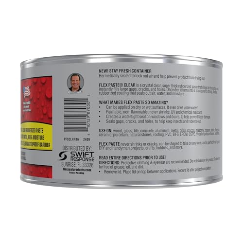 Flex Paste Rubberized Waterproof Sealant Paste, Clear, Half-Quart - Image 3