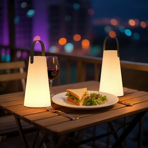 2 Pack Outdoor Lanterns Rechargeable Cordless Table Lamp with RGB - Image 7