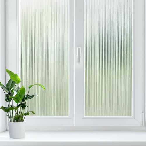LUTE Reeded Glass Window Privacy Film, Frosted Decor Vinyl - Image 2