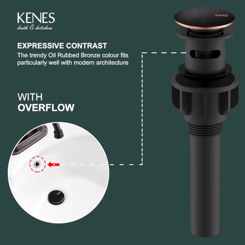 Oil Rubbed Bronze Pop Up Bathroom Sink Drain Assembly - Image 5