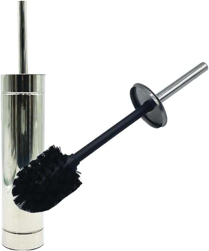Toilet Bowl Cleaning Brush and Holder with Lid, Slim Design, 304 Stainless-Steel, Fingerprint-Proof, Rust Resistant, Heavy-Weight Base (1 Pack, Chrome)
