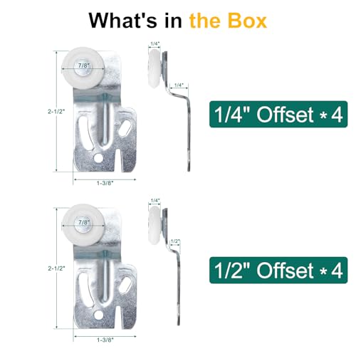 4Pair Sliding Closet Door Roller Kit with 7/8Inch Ball - Image 3