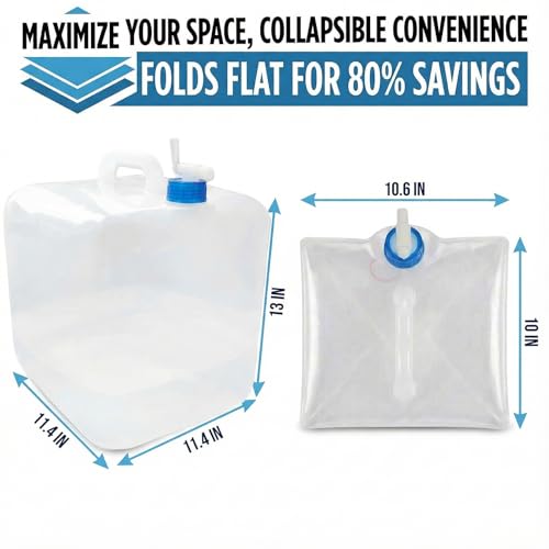 3 Pack 5.3 Gal Collapsible Water Storage Container Jug - Image 3