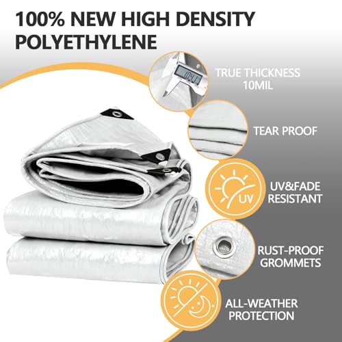 16 Mil Ultra Thick 8x10 Ft Small Tarps Heavy Duty Waterproof - Image 3