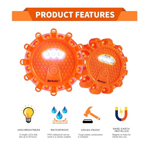 LED Road Flare, Emergency Safety Kit with Hammer Whistle Gloves - Image 4