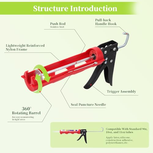 Drip-free Caulking Gun Ratchet Rod Silicone Gun Sealant | Hand Tools - Image 7