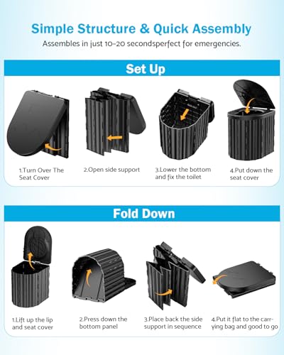 Portable Toilet, Upgraded 15'' toilet With Removable Paper Holder - Image 7