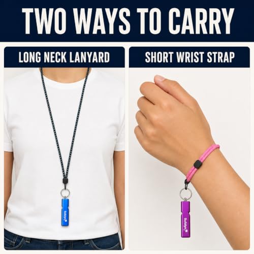 4 Pack Aluminum Emergency Whistles with Straps and Key Rings - Image 5