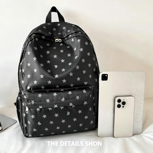 Travel Backpack for Women, Black Daypack with Star Pattern,25L - Image 4