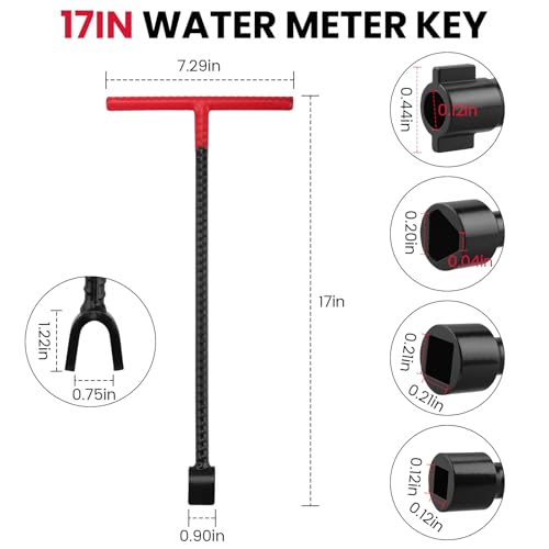 Aillsa 17 Inch Water Meter Key Shut off Tool & 4-Way | Hand Tools - Image 3