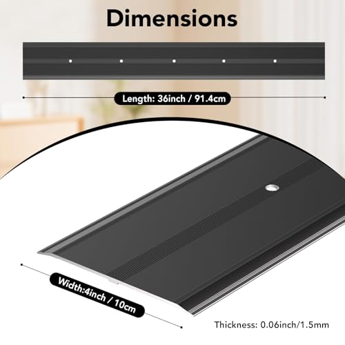4"W 0.1"H 36"L Flat Profile Aluminum Door Threshold, Metal - Image 3