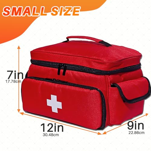 First Aid Bag Empty Small 12" x 9" x 7" Red Medical Bag - Image 5