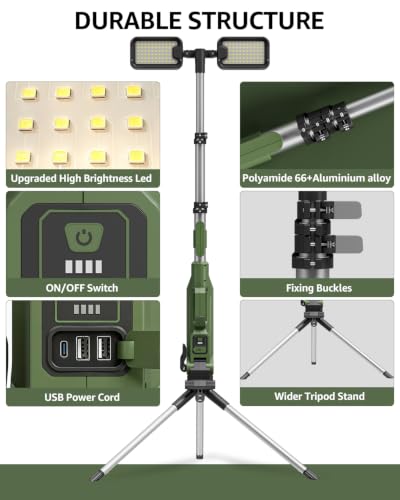 L6 Rechargeable Telescopic Camping Work Light with Tripod Stand - Image 7