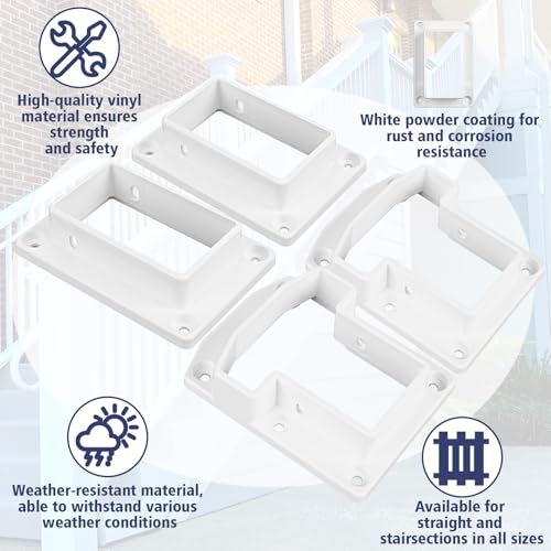 Beeveer 4 Sets Vinyl Fence Railing Bracket Kit with Screws - Image 4