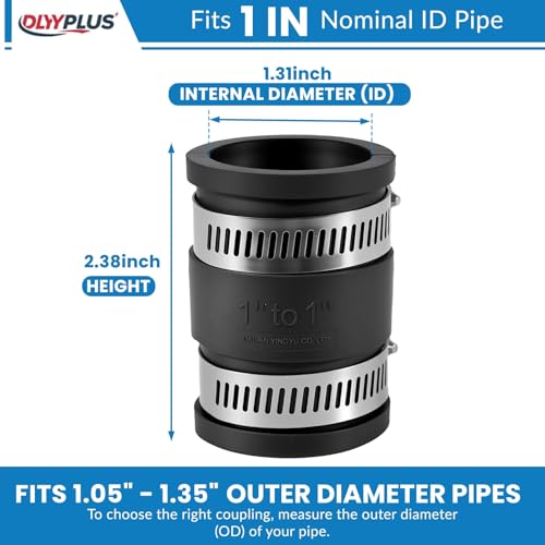 2 Pcs 1 IN Flexible PVC Pipe Coupling with Stainless Steel - Image 3