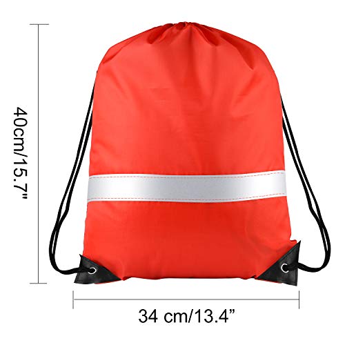 KUUQA 12 Pcs Drawstring Backpack Bag Bulk Reflective,Red - Image 3