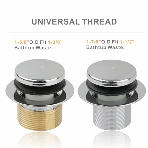 Chrome Tub Drain Bathtub Drain Kit,Tip Toe with 2 Hole Overflow - Image 6