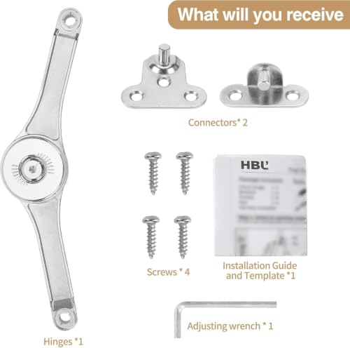 HBL' 2 Pack | Tension Adjustable Lid Support Hinges for Overhead - Image 8