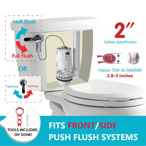 2-inch Toilet Complete Repair Kit with Tools,Dual Flush Modes - Image 4