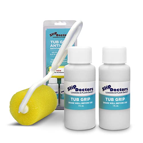 Anti-Slip Bath & Shower Floor Solutions (2 Bottles) - Tub Grip - Barefoot Friendly Non-Slip Coating Fixes Slippery Fiberglass & Acrylic Showers & Tubs