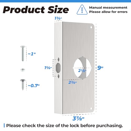 2 Pack U9585 Door Reinforcement Plate for 1-3/8 in Thick Doors - Image 3