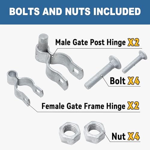 2 Pack 1-3/8" x 2-3/8" Chain Link Fence Gate Hinge Kit - Image 5