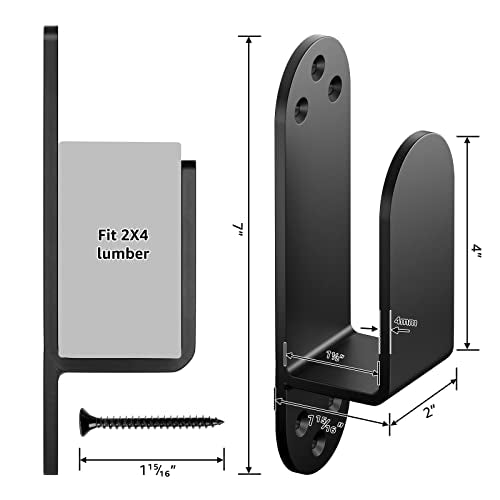 2x4 Door Barricade Brackets, Heavy Duty 2x4 Lumber Black 4PCS - Image 3