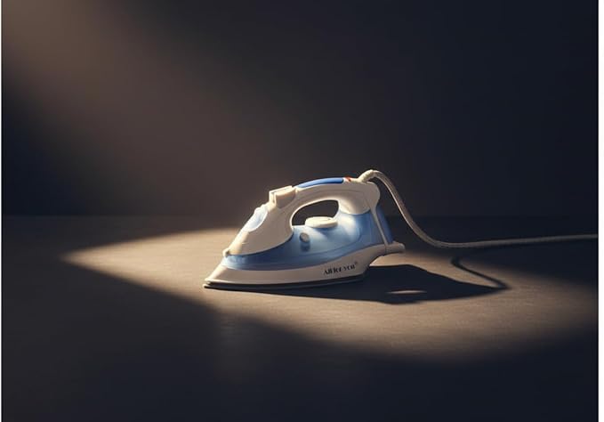 J&V TEXTILES Steam Iron with Ceramic Soleplate, Adjustable Temperature Control, Burst Steam Function, Anti-Calc System, Self-Clean Feature for All Fabrics (Blue)