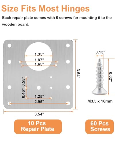 20 Pcs Cabinet Hinge Repair Plate Kit with 120 Pcs Screws, Sliver - Image 3