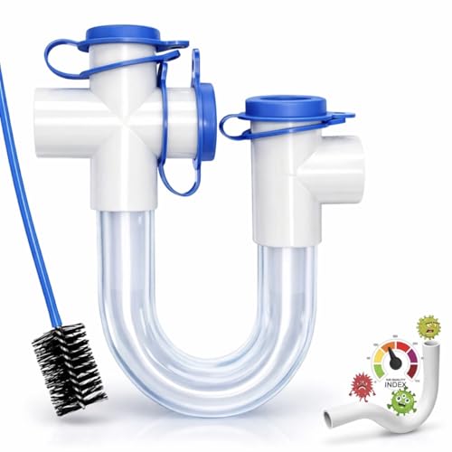 3/4 Clear PVC Condensate Trap P Trap With Cleaning Brush, PVC - Image 2